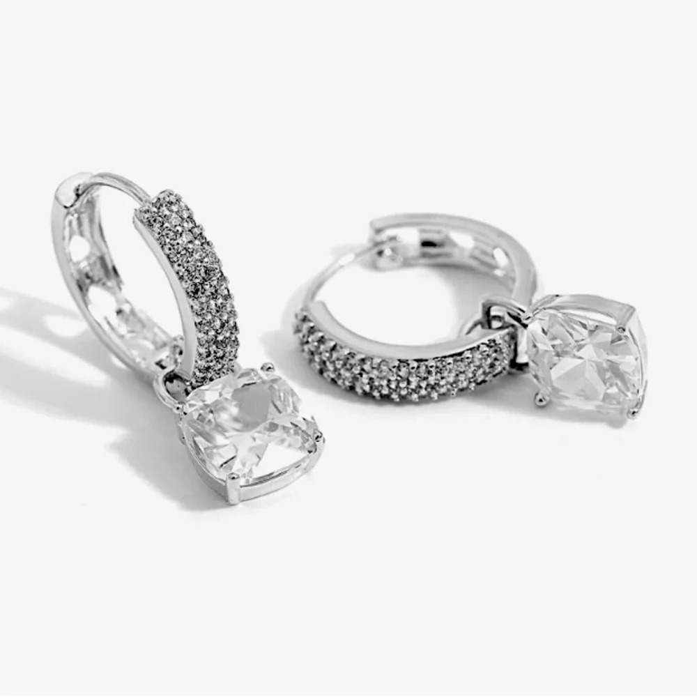 🌟 Platinum Plated Hoop Earrings - Picture 1 of 5